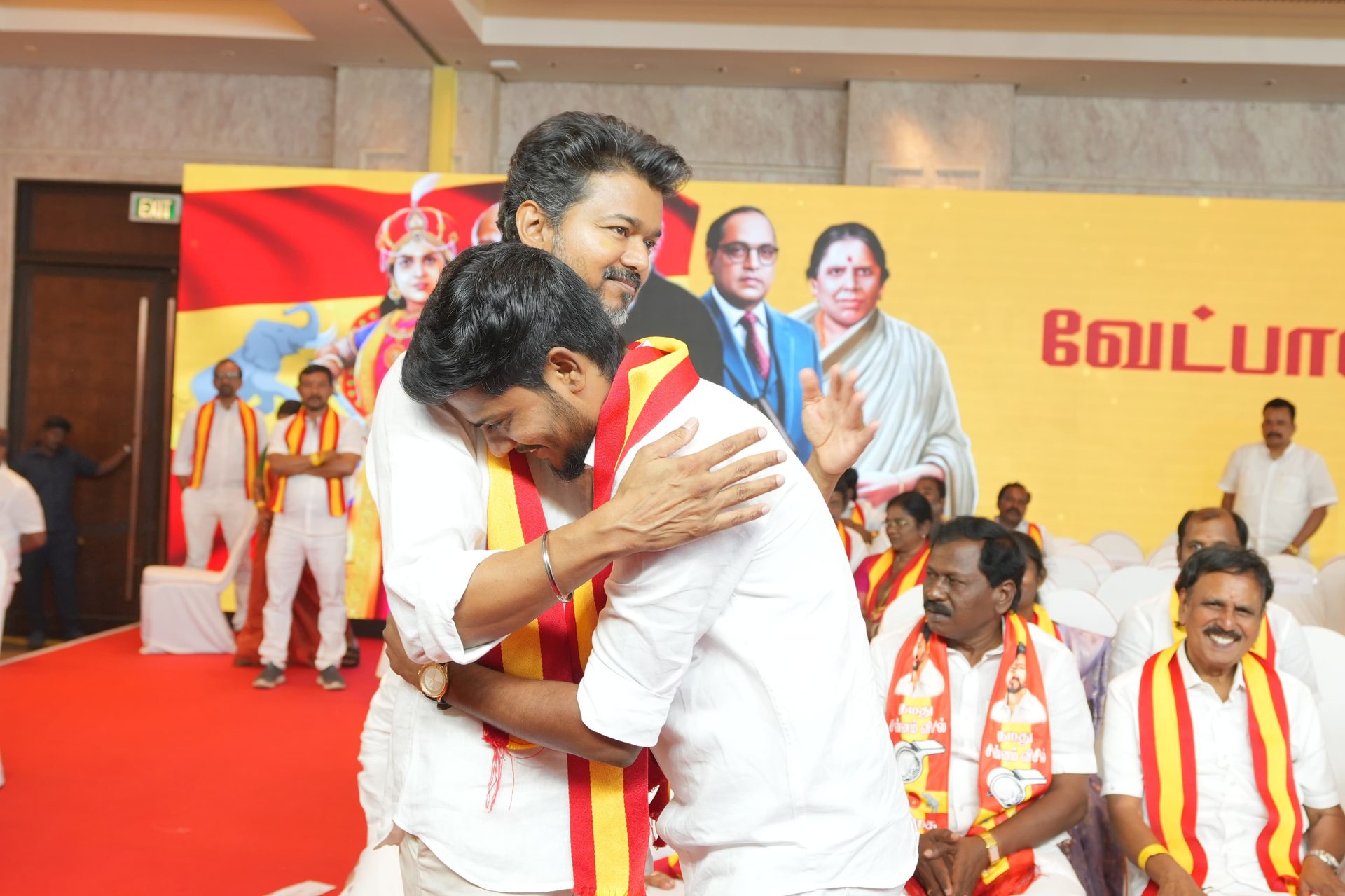 With CM Vijay at a TVK party gathering